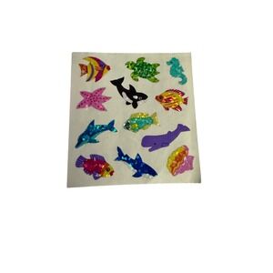 Vintage Sandylion prismatic fish sea creature sticker sheet unpeeled